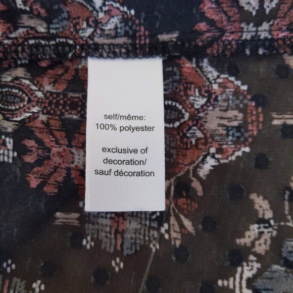 Black Floral Lace up Boho Tunic Top with lace up front - Picture 14 of 14